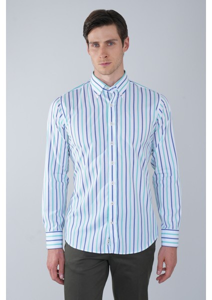 Uzun Kol Cepsiz Yeşil Pamuk Erkek Gömlek GMCZG250053_D47