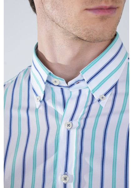 Uzun Kol Cepsiz Yeşil Pamuk Erkek Gömlek GMCZG250053_D47 modelleri