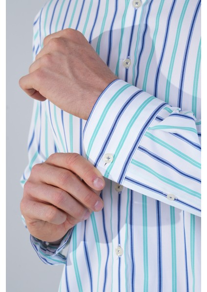 Uzun Kol Cepsiz Yeşil Pamuk Erkek Gömlek GMCZG250053_D47 fırsatları