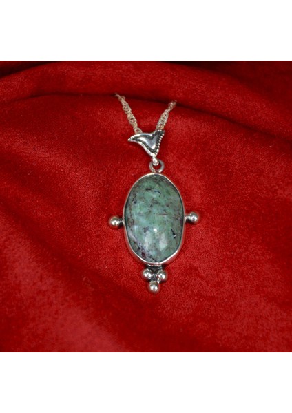 Ekinoks Gümüş Çerçeve Zümrüt Kadın Kolye