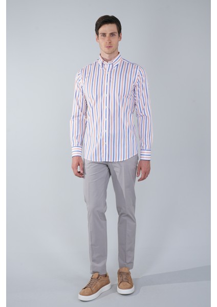 Uzun Kol Cepsiz Lacivert Pamuk Erkek Gömlek GMCZG250053_D39 indirimleri