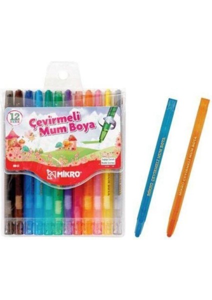 Çevirmeli Mum Boya Seti 12'li Karışık Renk Standart Boy Çocuk ve Okul Kullanımına Uygun fiyatları