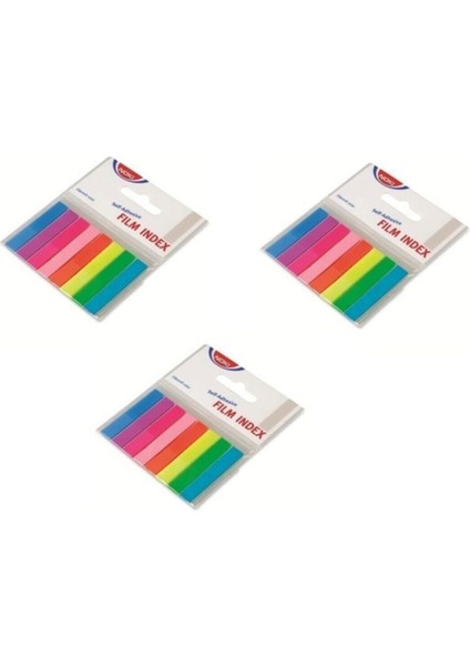 Memo 8 Renkli Film İndeks Seti - 3 Adet, Karışık Renk Seçenekleri, 12x45 mm