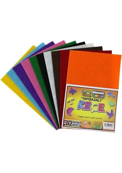 Yapışkanlı Keçe Seti 10 Adet Karışık Renk 20x30 cm El İşi ve Hobi Çalışmaları İçin fiyatları