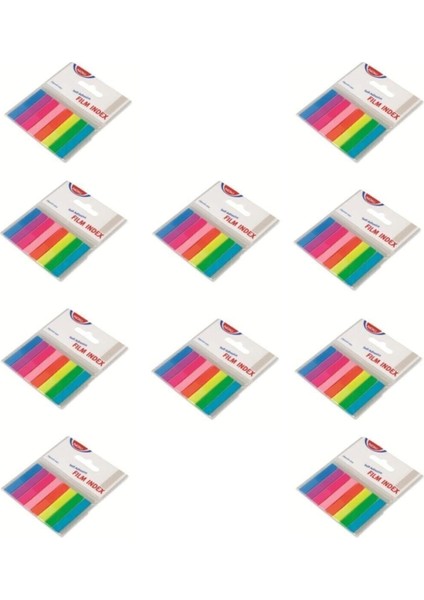 Memo Film Index Bloknot - 10'lu Paket, Çok Renkli, Küçük Boy