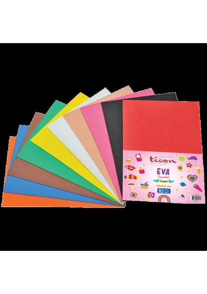 Yapışkanlı EVA 10'lu Renk Seti, 20x30 cm, Kapaksız fiyatları