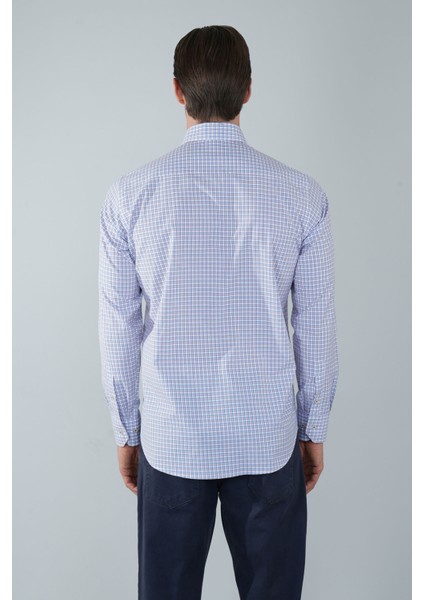 Uzun Kol Paşa Yaka Cepsiz Mavi Pamuk Erkek Gömlek GMCZG250086_D35 fiyatları
