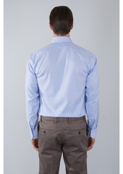 Mavi Uzun Kol İtalyan Yaka Cepsiz Erkek Gömlek GMKLS250046_D35 fiyatları