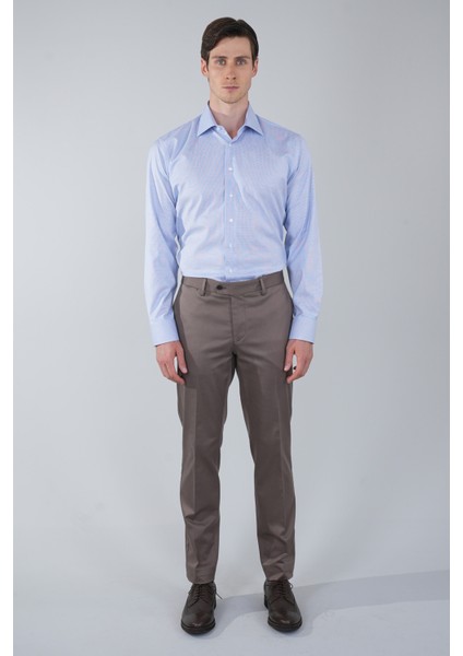 Mavi Uzun Kol İtalyan Yaka Cepsiz Erkek Gömlek GMKLS250046_D35 indirimleri