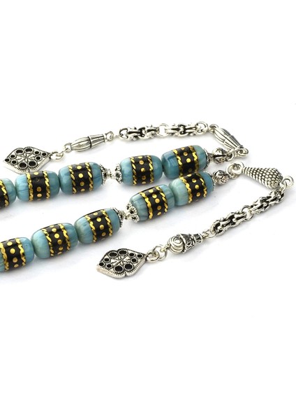 Oltu Taşı ve Galalith Gümüş Işleme Kapsül Kesim Zaza Tespih