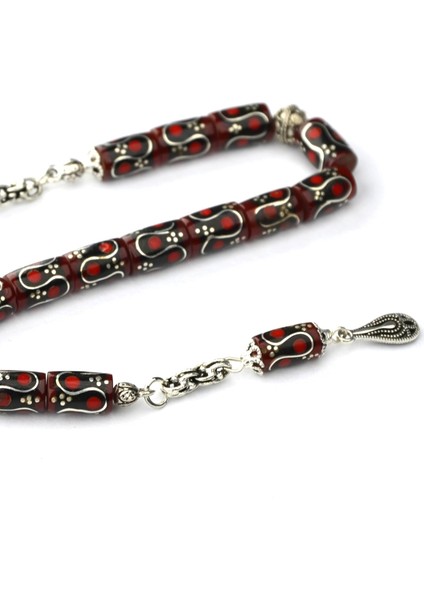 Kesme Model Dalga Kırmızı Mine Işleme Zaza Tespih