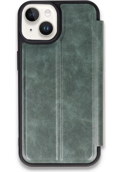 Newface iPhone 15 Kılıf Flip Cover - Koyu Yeşil