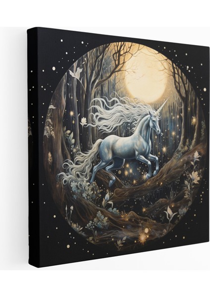 Ay Işığında Tekboynuzlu At Kanvas Tablosu