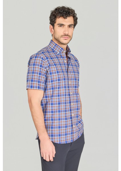 Regular Fit Paşa Yaka Kısa Kol Pamuk Kahve Erkek Gömlek GMEKS250005_D11 fiyatları