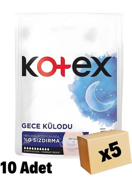 Regl Gece Külodu - 5 Paket, 2'li, Standart Beden, Yumuşak ve Nefes Alabilen Yüzey, Rahat Gece Kullanımı, 10 Adet fiyatları