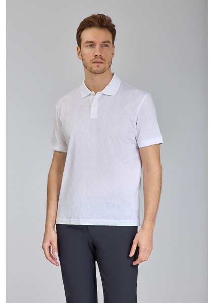 Polo Yaka Düğmeli Beyaz Erkek T-Shirt TS24Y24115_D01