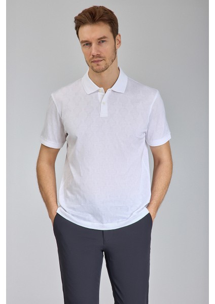 Polo Yaka Düğmeli Beyaz Erkek T-Shirt TS24Y24115_D01 modelleri