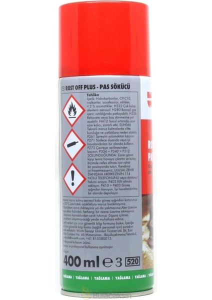 Rost Off Plus Pas Sökücü Sprey - Çatlatma Etkisi, Yüksek Sızma Özelliği, Asit ve Sıvı Silikon İçermez, 400 ml modelleri
