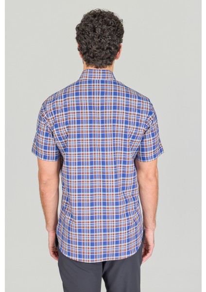 Regular Fit Paşa Yaka Kısa Kol Pamuk Kahve Erkek Gömlek GMEKS250005_D11 indirimleri