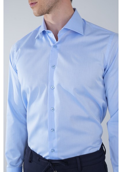 Klasik Yaka Regular Fit Mavi Uzun Kol Cepsiz Erkek Gömlek GMKLS250057_35 modelleri