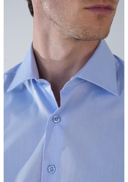 Klasik Yaka Regular Fit Mavi Uzun Kol Cepsiz Erkek Gömlek GMKLS250057_35 fırsatları