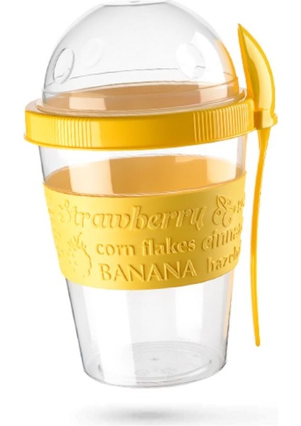 Portatif Meyve ve Yoğurt Kabı, Kaşıklı, Pratik ve Şık Tasarım fırsatları