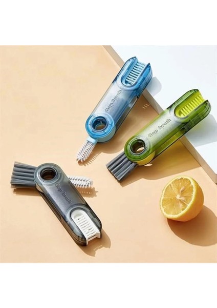 Çok Amaçlı 3 Fonksiyonlu Pratik Şişe Temizleme Fırçası