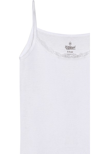 Özkan 0806 10'lu Paket Kız Çocuk %100 Pamuklu Ribana Esnek Rahat Yakası Dantelli Ip Askılı Atlet modelleri