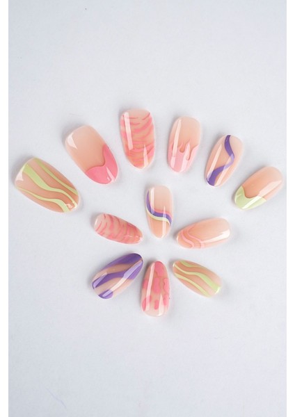 24 Adet Takma Tırnak Seti - Zararsız Profesyonel Yapıştırıcı ile Uzun Süreli Parlaklık ve Bakımlı Görünüm fırsatları