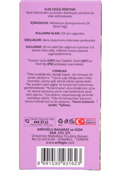 Nioli Uçucu Yağı 10 ml %100 Saf Doğal Bitkisel Aromaterapi Cilt ve Saç Bakımında modelleri