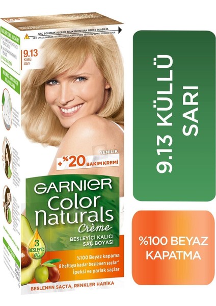 Color Naturals Amonyaksız Krem Saç Boyası 9.13 - Küllü Sarı, 5 Bitkisel Yağ ile Zenginleştirilmiş ve Beyaz Kapatma modelleri