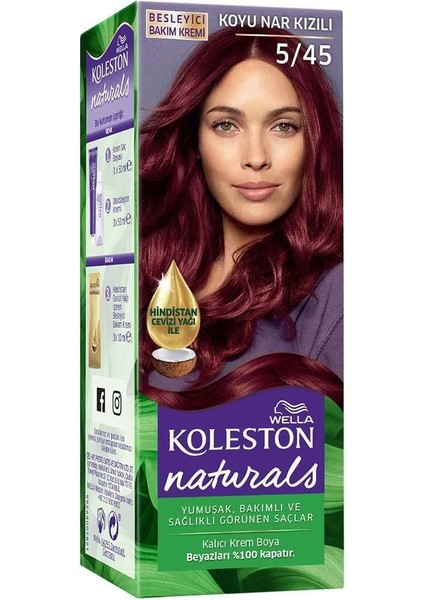 Naturals Koyu Nar Kızılı Saç Boyası 5.45 - Amonyaklı, Yoğun Renk ve Beyaz Kapatma Özelliği ile