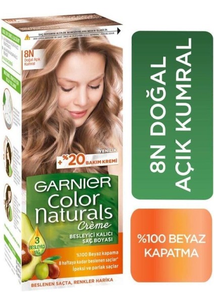 Color Naturals Krem Saç Boyası - Doğal Açık Kumral 3, Besleyici Yağlar ile %100 Beyaz Kapatma ve Kalıcı Etki Sağlar
