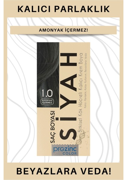 Color Krem Saç Boyası 1.0 Siyah - Bitkisel Kök Hücre ile Zenginleştirilmiş, Kalıcı Parlaklık ve Beyaz Kapatma Özelliği
