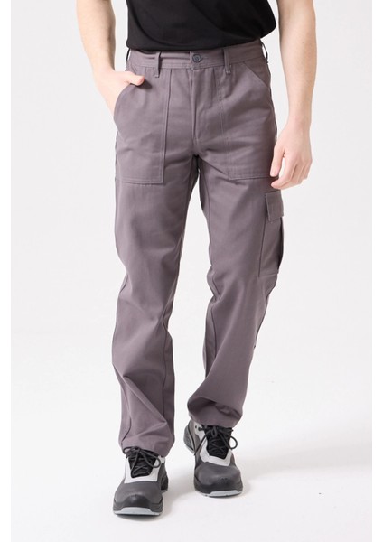 Galanthus Teknik Pantolon Erkek Gri Kargo Cepli Rahat Kalıp Dayanıklı Iş Pantolonu