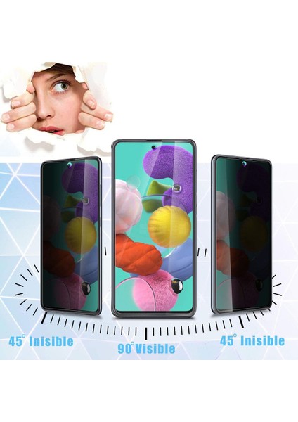 Samsung Galaxy A51 Uyumlu Kırılmaz Cam Privacy Hayalet Tam Kaplayan Ekran Koruyucu