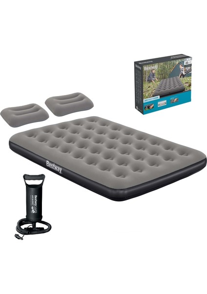 Ultra Queen 2 Kişilik Şişme Yatak + El Pompası ve Yastık Hediyeli 191X137X22CM 671GZ BW146