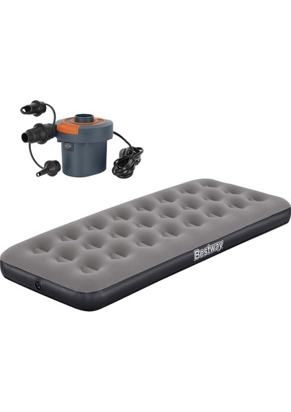Single Tek Kişilik Şişme Yatak + Elektrikli Pompa 185X76X22CM 671GY BW141