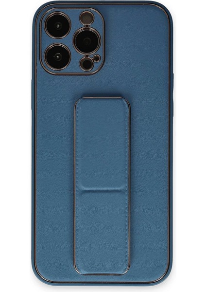 Newface iPhone 13 Pro Kılıf Coco Deri Standlı Kapak - Açık Mavi