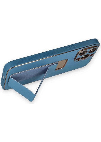 Newface iPhone 13 Pro Kılıf Coco Deri Standlı Kapak - Açık Mavi modelleri