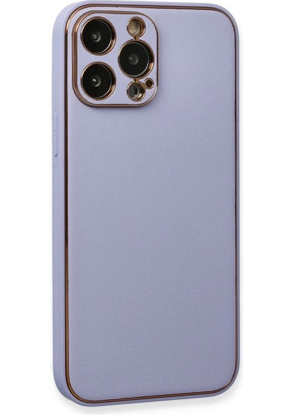 Newface iPhone 13 Pro Max Kılıf Coco Deri Silikon Kapak - Açık Lila modelleri