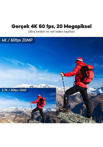 V50 Elite 4K/60FPS 20MP Wi-Fi Aksiyon Kamera ve Aksesuar Seti, Su Geçirmez Kılıf, App Kontrollü fiyatları