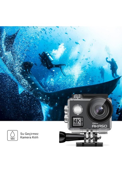 V50 Elite 4K/60FPS 20MP Wi-Fi Aksiyon Kamera ve Aksesuar Seti, Su Geçirmez Kılıf, App Kontrollü fırsatları