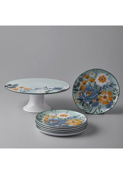 Floral 7 Parça Pasta Takımı