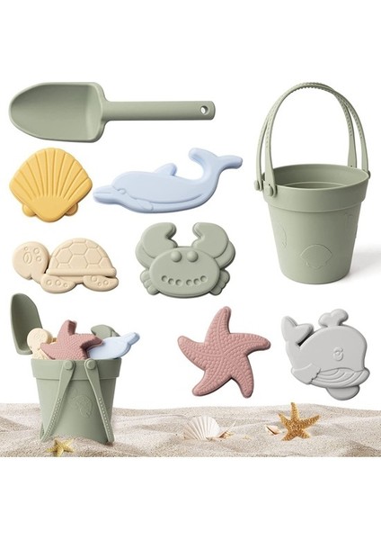 Çocuk Oyuncak Okyanus Suda Oynayan Kova Taşıma Ebeveyn-Çocuk Kum Kazma Silikon Plaj Oyuncak Seti (Yurt Dışından)