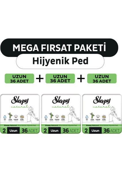 Natural Ultra Hassas Hijyenik Ped Mega Fırsat Paketi Uzun 108 Adet