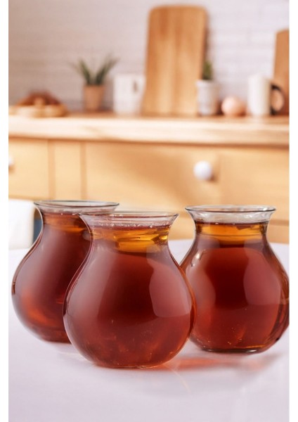 Keyfi Ala 6'lı Desensiz Borosilikat Cam Kulplu Şeffaf Çay Bardağı Modern Tasarım