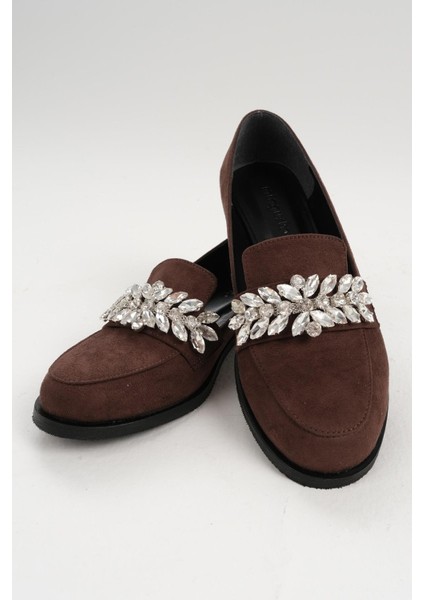 Matilda Kahverengi Taşlı Kadın Oxford Düz Ayakkabı