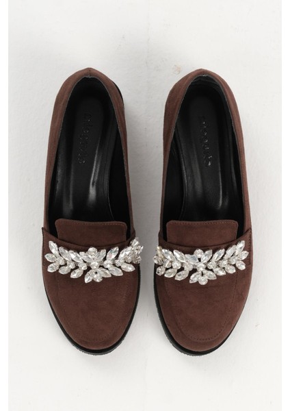 Matilda Kahverengi Taşlı Kadın Oxford Düz Ayakkabı fırsatları