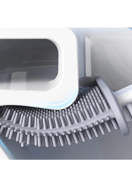 Beyaz Duvara Monte Kapaklı Askılı Tuvalet Fırçası Seti